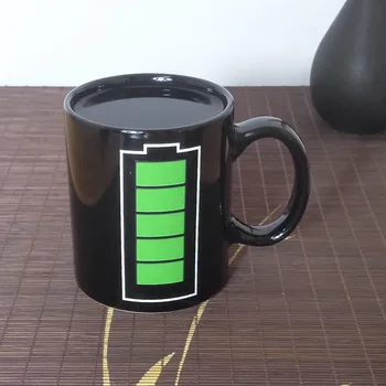 

1 Pcs Battery pattern color change cup temperature thermal induction ceramic cup birthday gift coffee tea milk cup 5ZDZ339