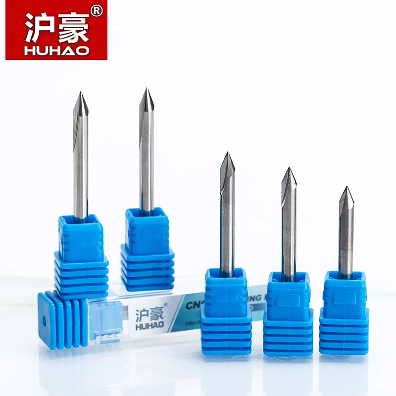 

HUHAO 1PC 4mm 2 Flutes Straight Engraving Bits Deep Cutter For Wood Hardwood CNC Carving V Bits Carving Machine Tools End Mill