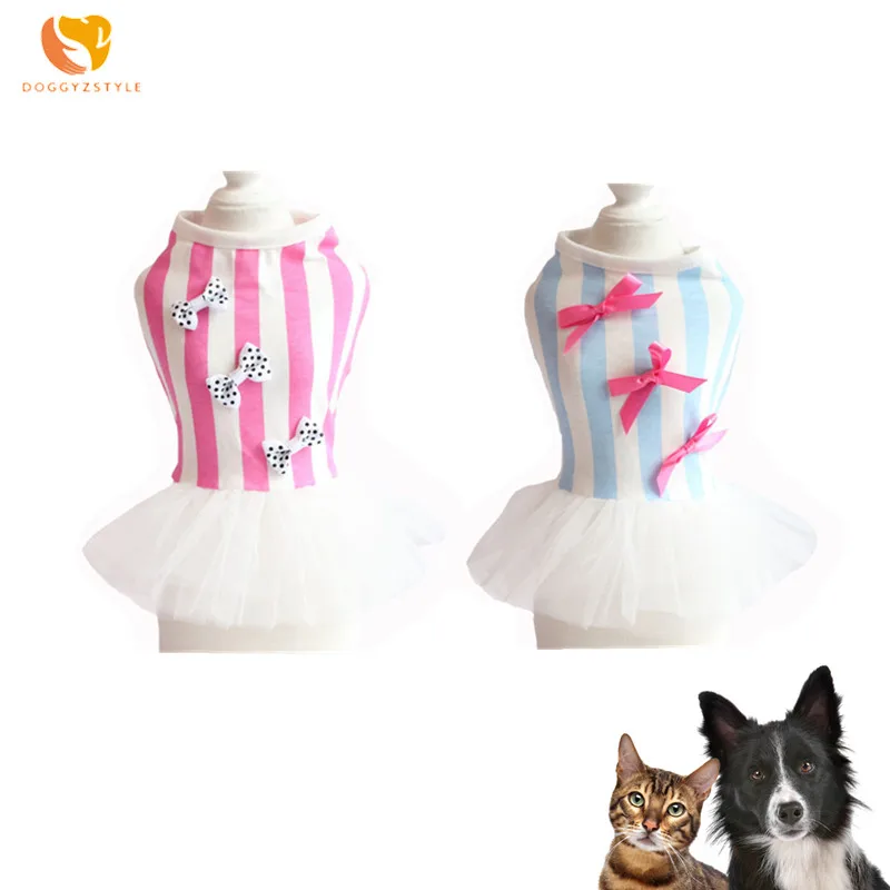 DOGGYZSTYLE костюм для домашних животных, собак, летнее кружевное платье для собак, розовая дышащая Полосатая юбка, одежда для маленьких собак, собак, чихуахуа