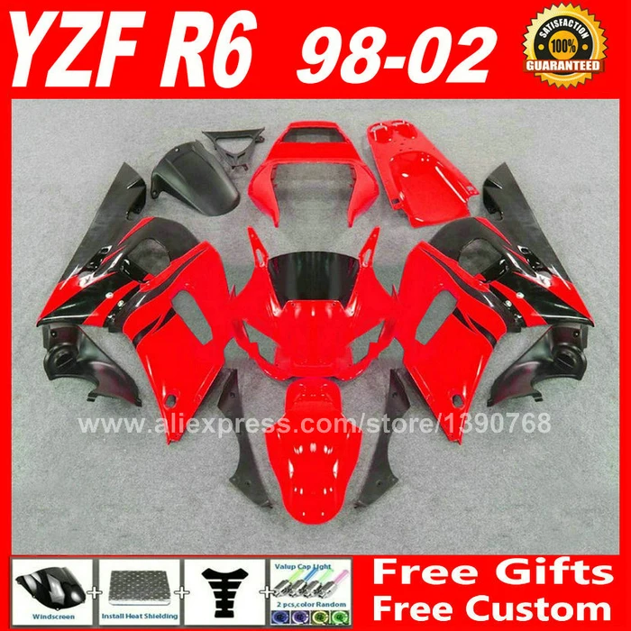 

New design fairing fit for YAMAHA YZF R6 98 99 00 01 02 red plastic parts 1998 1999 2000 2001 2002 fairings kits I8S1
