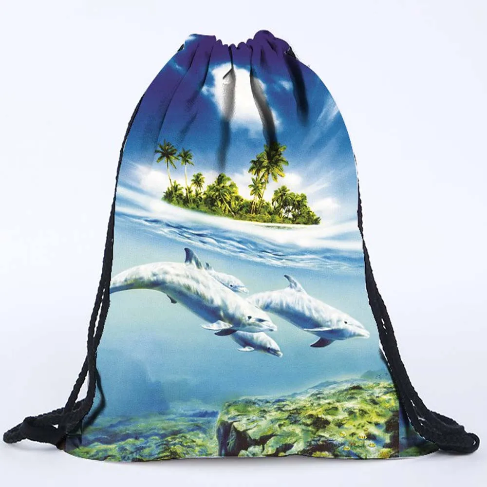 

Unisex Backpacks 3D Sea Ocean Printing Bags Drawstring Backpack Large Mochila Large Shopping Beach Drawstring Bag Drop Shipping