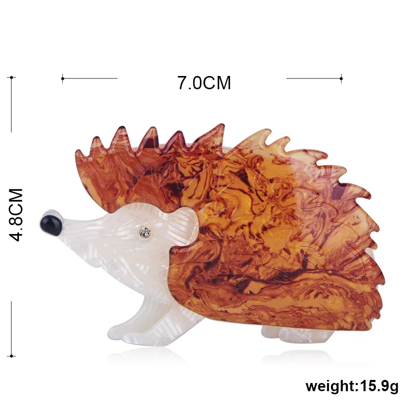 FUNMOR кристалл акриловый коричневый Ежик броши корсаж многоцветные значки с животными хиджаб булавки Смола ручной работы Брошь помолвка подарок