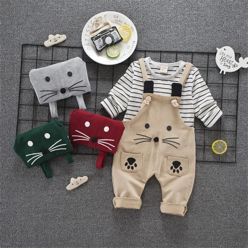 

baby girl boy clothing 2018 autumn striped kid children baby girl boy clothes girls boys clothing T-shirt+rompers clothing set