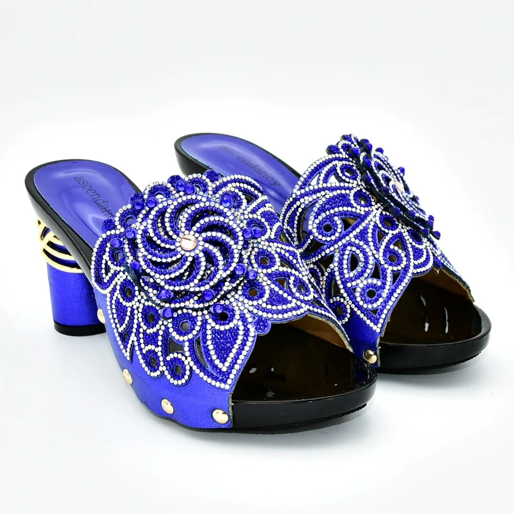 

Wedding royal lady shoes with many stones with middle heel 3.5 inches and size 38 to 42 women fashion party shoes 2019 SS015-5