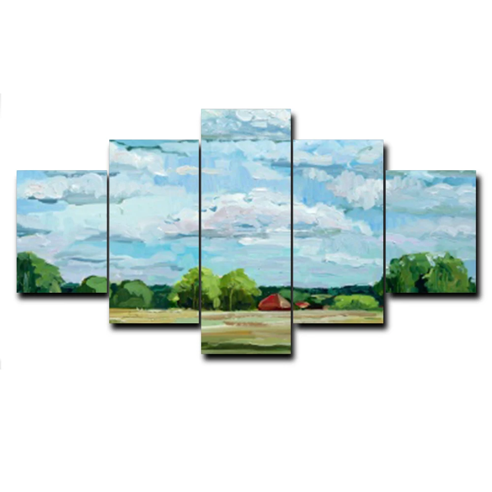 Best Laeacco Cloud Sky Farm Picture Poster Bed Living Room Modern Canvas Painting Art Mural Home Modern Decoration Picture Paperwall