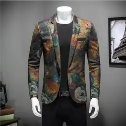 Мужские вельветовые Пиджаки мужские модные тенденции высококлассные. Для мужчин S Пиджаки для женщин дизайнер Повседневные принты цветок