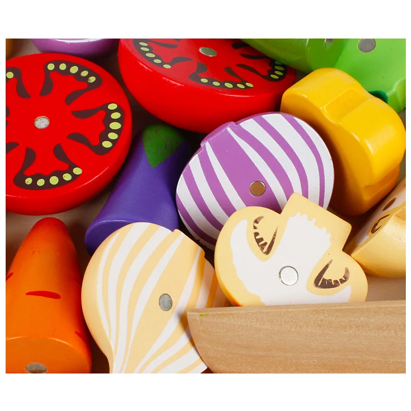 Montessori Toys Children Early Education Learning Wooden Toys kid 3D Kitchen Cutting Fruit Vegetables Board Real Life Toy