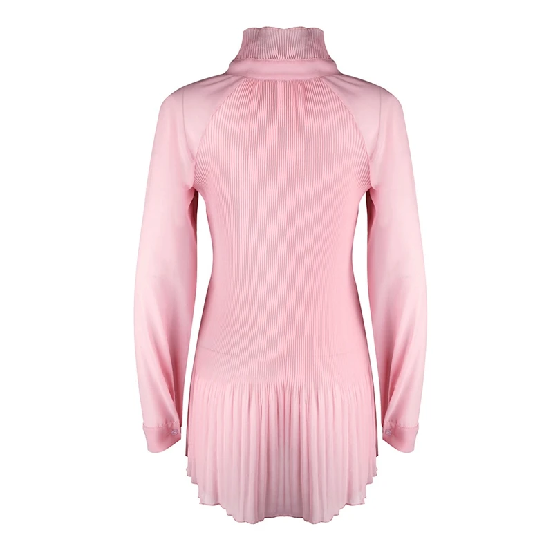 Модная повседневная женская шифоновая футболка с длинным рукавом и оборками, на шнуровке, с бантом, однотонная, розовая, белая, женская футболка, весенняя одежда