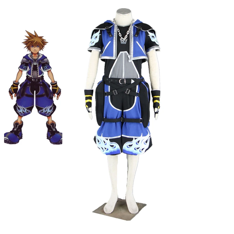 

Anime Kingdom Hearts 2nd Sora Blue and Black Cosplay Costume