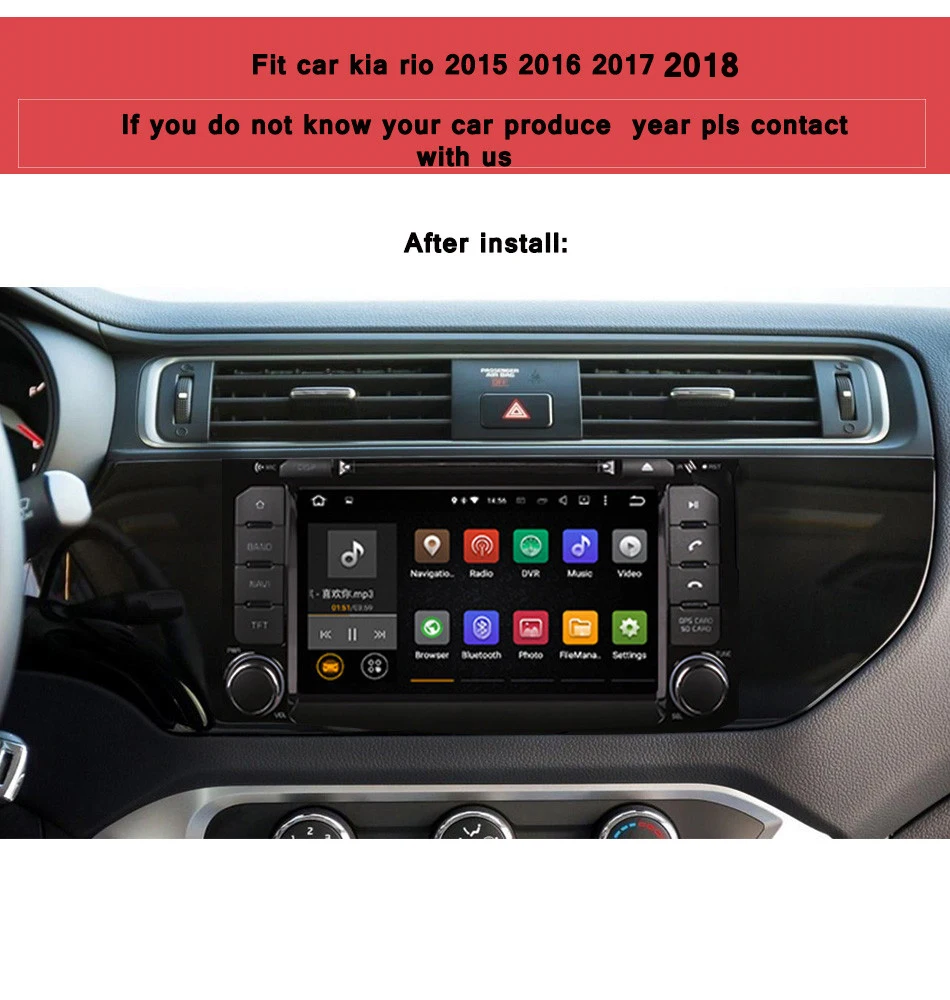 Excellent 4G RAM Car DVD Player for KIA RIO K2 2015-18 Support Radio GPS Navigation TV SWC USB steering wheel Map Multimedia Android 9.0 1