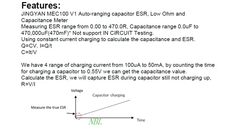 2IN1 постоянный ток ESR + capacotance метр MEC100 V1 Авто-диапазона конденсатор ESR низкая Ом и измеритель емкости 100vA к 50mA