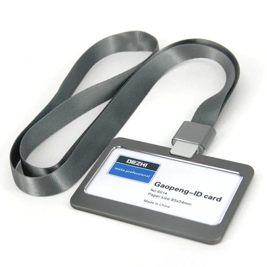 Genuine DEZHI Aluminum Alloy Employee Id Card Information card Holders Customize Logo Metal Badge Holder - Цвет: H grey set