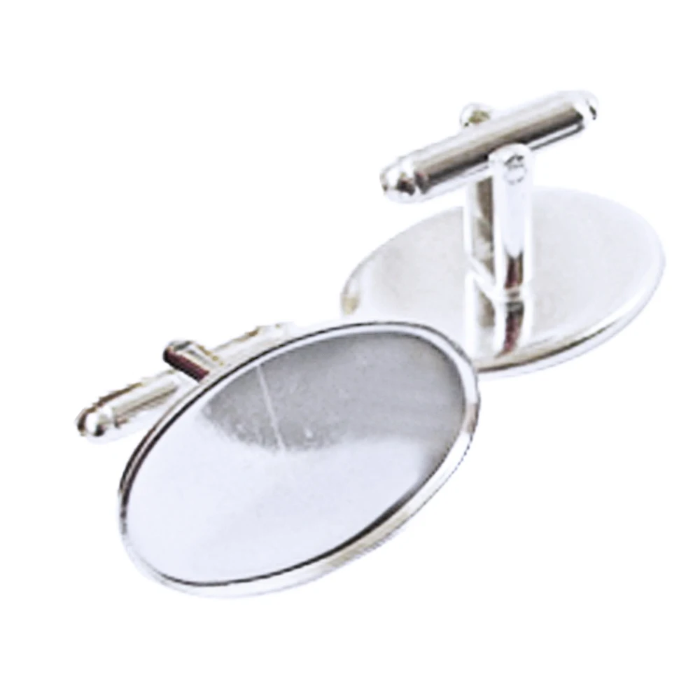 

Wholesale Silver Plated Oval Bezel Blank Setting Cufflinks Blanks Cuff Links Match 18x25mm Cabochon CL024