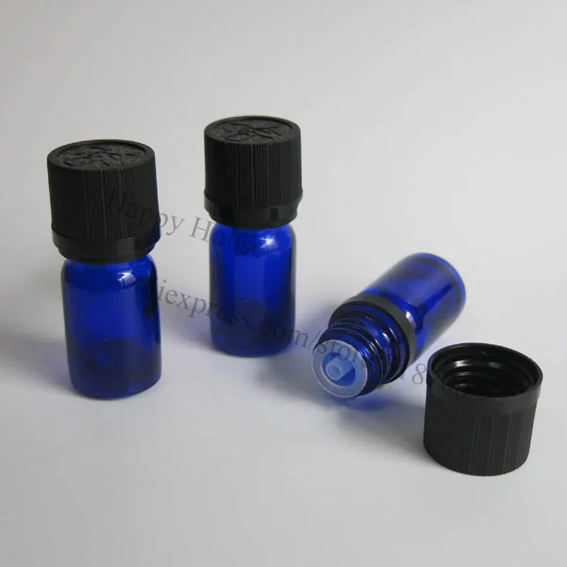 500 x 5ml Cobalt Blue Glass Essential Oil Bottle With Plastic Lidsin