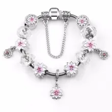 Новые аутентичные серебро античный тонкие браслеты и браслеты для женщин бисера для оригинальной Подвески