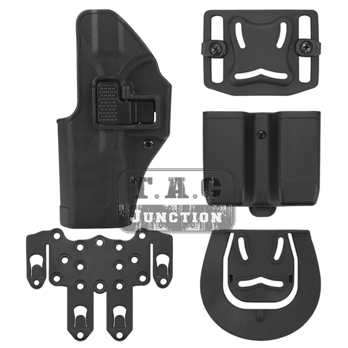 

Tactical CQC Serpa Quick Left Paddle Belt Loop Pistol Gun Holster w/ MOLLE Platform & Magazine Pouch for Glock 17 19 22 23 31 32