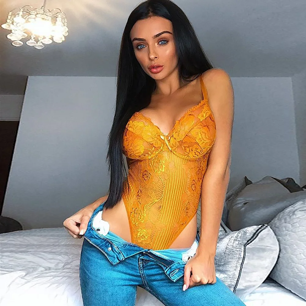 14 Colors Sexy Sleeveless Lace Bodysuit Women Girls Solid Candy Color Mesh Hollow Out V Neck Tops Overalls HTB1Zf2xajDuK1Rjy1zjq6zraFXaR - 14 Colors Sexy Sleeveless Lace Bodysuit Women Girls Solid Candy Color Mesh Hollow Out V Neck Tops Overalls
