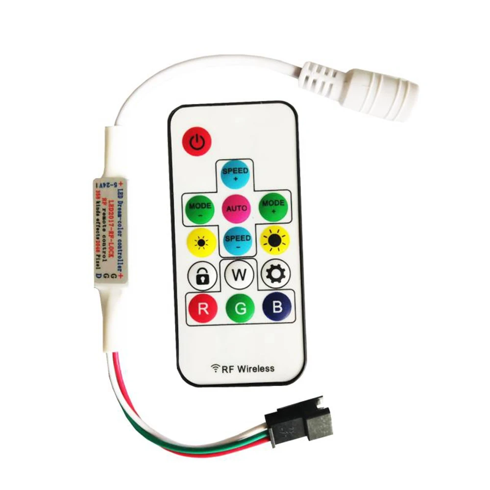 

RGB Strip Led Controller With 14Keys RF Remote 358 Kinds Of Changes Effects For WS2811 WS2812 WS2812B SK6812 Led Strip DC5-24V