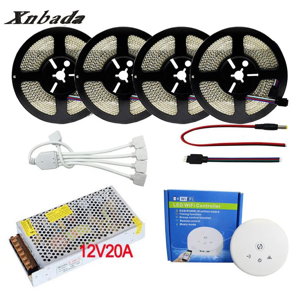 

5-20M RGB LED Strip 3528/2835 234LEDs/m Flexible LED Light RGB Neon Strip DC12V 24V Smart UFO WIFI Controller + Led Power Supply