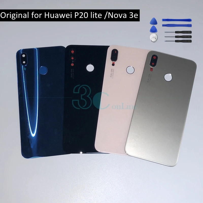 Us 12 59 30 Off Original For Huawei P20 Lite Back Battery Cover Glass Door Housing Nova 3e 3m Glue Camera Glass Lens Replacement Spare Parts In