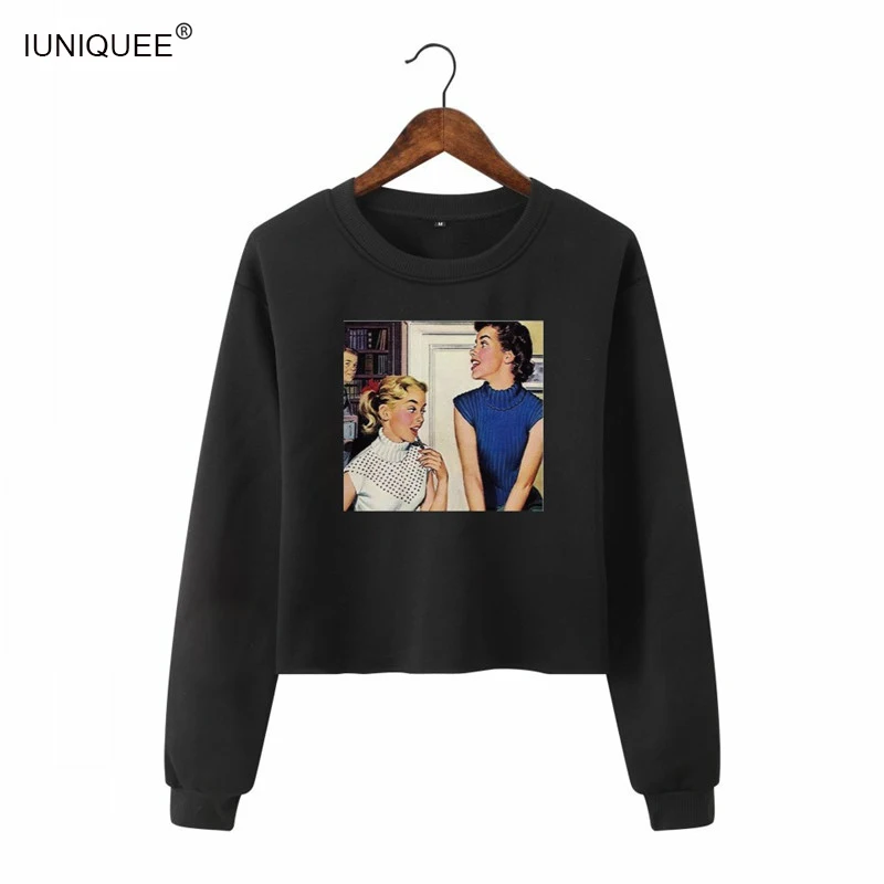 Две девушки губная помада Crewneck толстовки женские забавные свитшоты джемпер