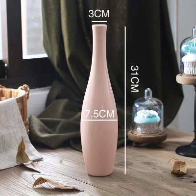 Европейский стиль Керамика ваза и изображениями красочного цветка бутылка украшения ручной работы офисная, фарфоровая ваза домашний декор предметы мебели - Цвет: pink 31cm