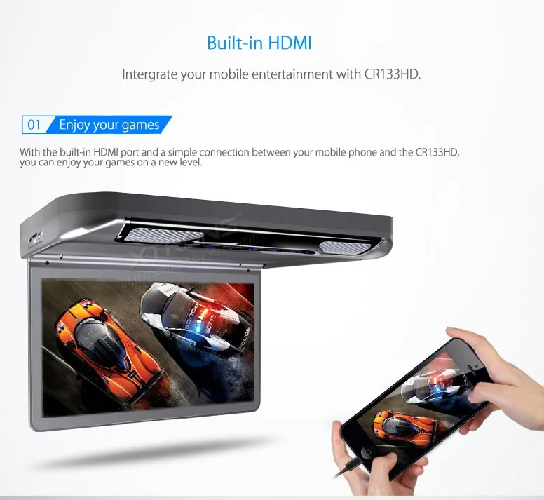 Clearance 13.3" Gray Color Flip Down Car DVD Car Roof DVD Roof Mount Car DVD with Built-in HDMI Input & 1920*1080 HD Resolution 10 Clearance 13.3" Gray Color Flip Down Car DVD Car Roof DVD Roof Mount Car DVD with Built-in HDMI Input & 1920*1080 HD Resolution 10