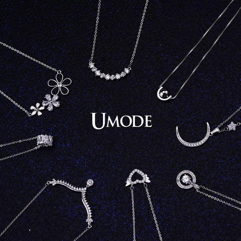 UMODE, Хит, длинная цепочка, Женское Ожерелье, модное, кристалл, кубический циркон, Посеребренная Подвеска, ожерелье, подарок, ювелирное изделие, аксессуары, чокер