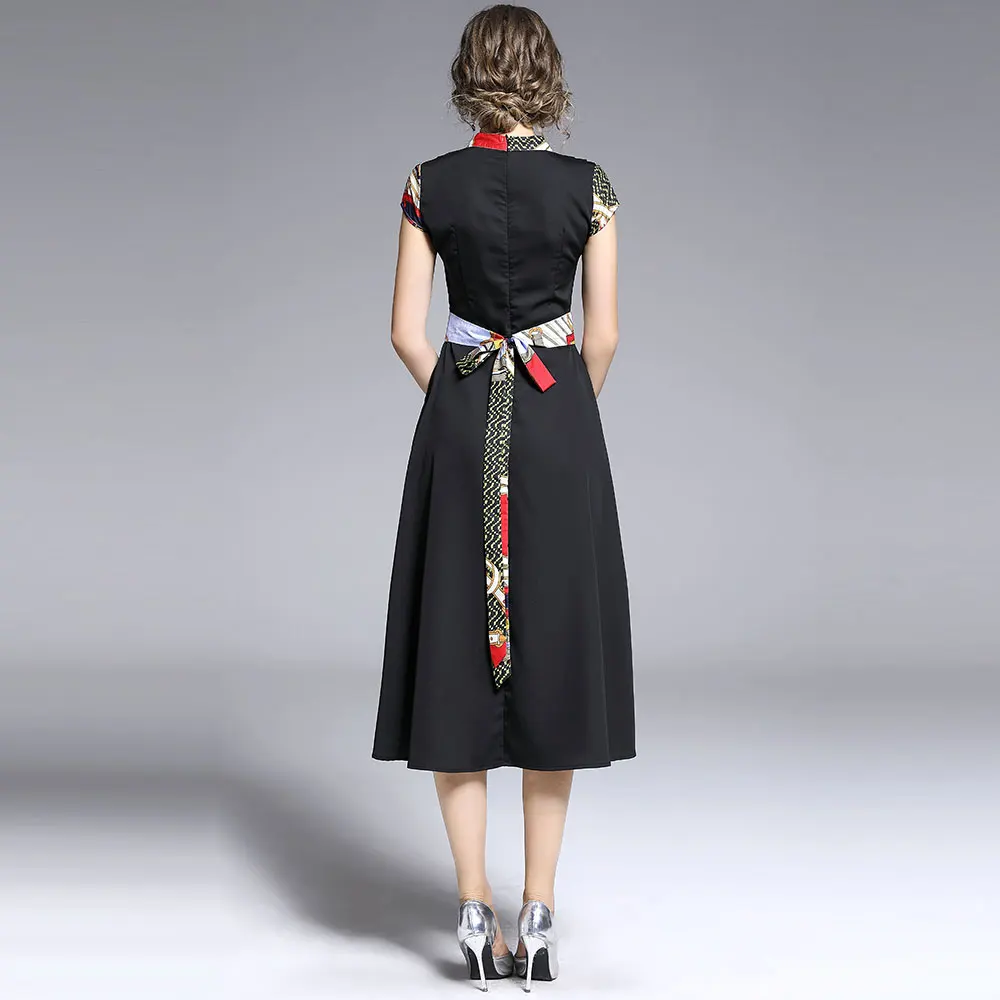 Borisovich женское летнее повседневное длинное платье, бренд, модное лоскутное элегантное ТРАПЕЦИЕВИДНОЕ женское платье с v-образным вырезом для вечеринок N1252