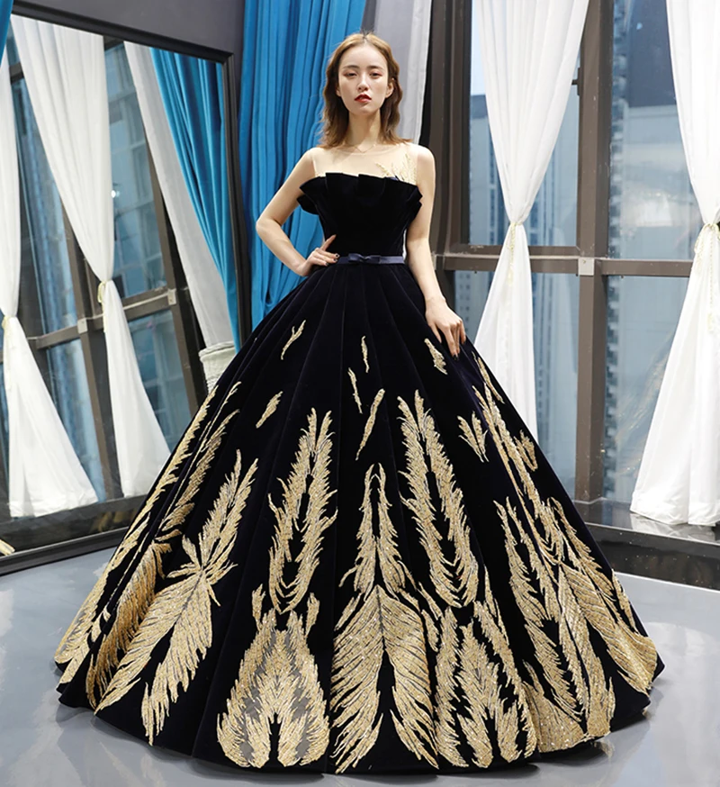 RSM66741 black special evening dresses long o-neck sleeveless lace up back prom dress floor length ball gown ladies dresses 2019