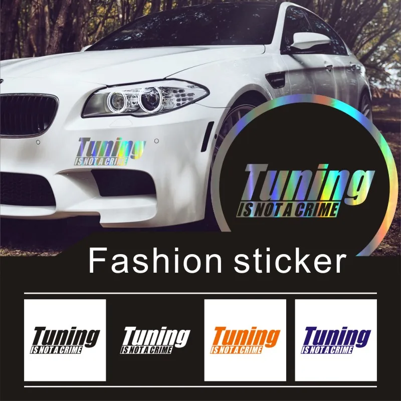 

15.8*6CM Fun Car Styling Motorcycle Vinyl Car Sticker TUNING IS NOT CRIME Decal 3D Reflective Decal Car Styling Decal Decoration