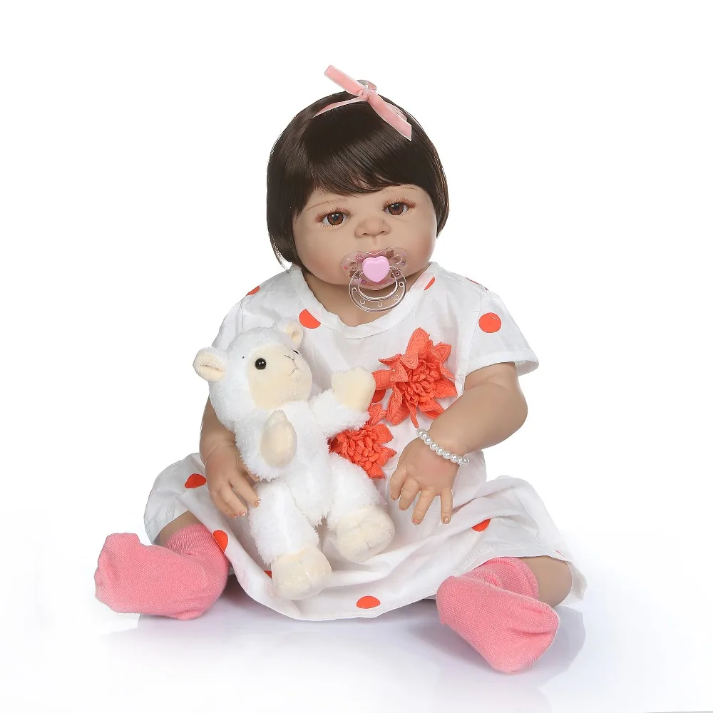 

55CM Full Silicone Vinyl Body Reborn Baby Doll Toys For Girl Newborn Princess Toddler Babies Birthday Gift Bathe Shower Toy
