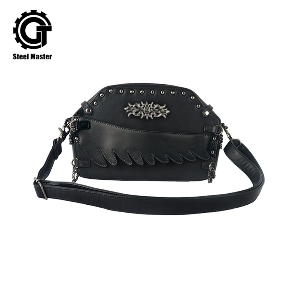 

Steelsir NEW Small Unisex Black Punk Shoulder Bag Goth Men Women Bags Vintage Travel School Handbag Crossbody Messenger Bag