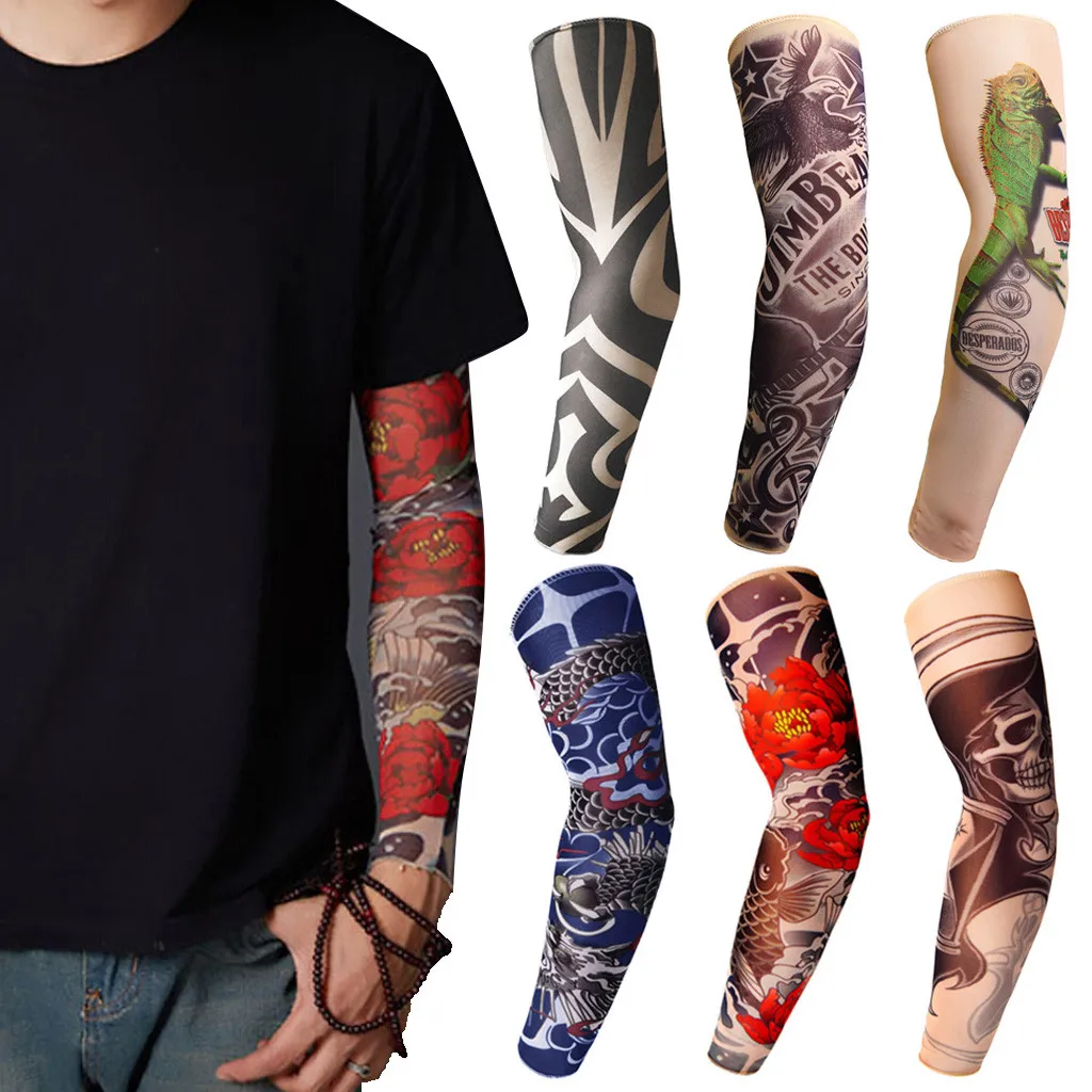 Татуировка рукава Солнцезащитная временная татуировка рукава для боди-арта чулки Слип аксессуары наручная повязка манга c0515