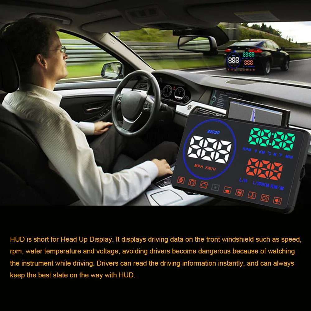 

M9 Car HUD Head Up Display KM/h & MPH Speeding Voltage Warning Windshield Projector System OBDII OBD Interface Plug & Play