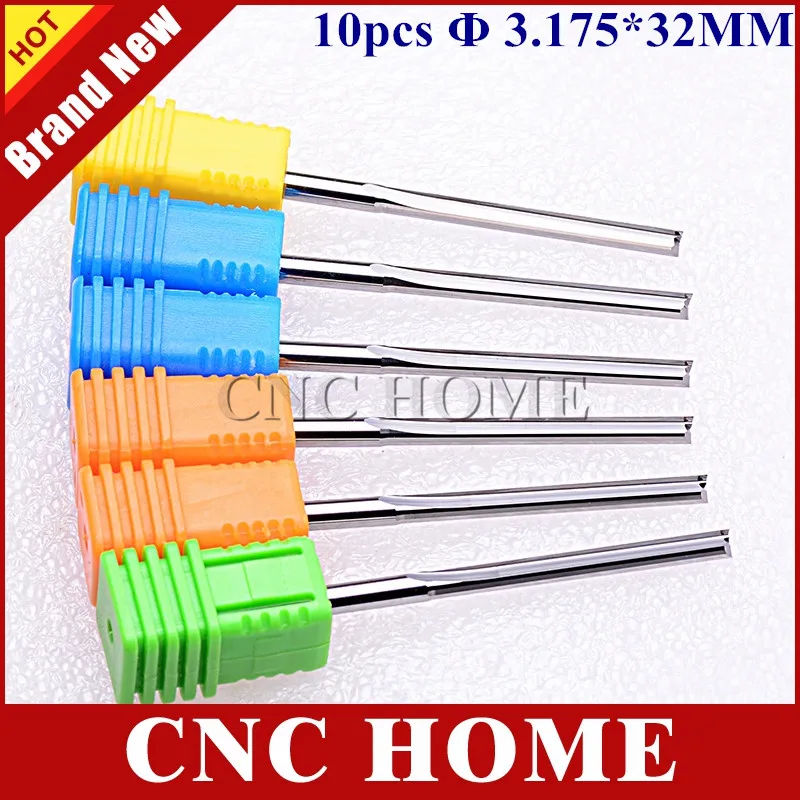 

10pcs 3.175mm * 32mm Straight Slot Bit Wood Cutter CNC Solid Carbide Two Straight Flute Bits CNC Router Bits Cutter