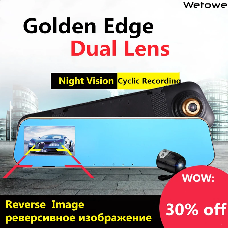 Wetowe F18 4 3 &quotвидеорегистратор с зеркалом для автомобиля DVR HD 1080P зеркало заднего