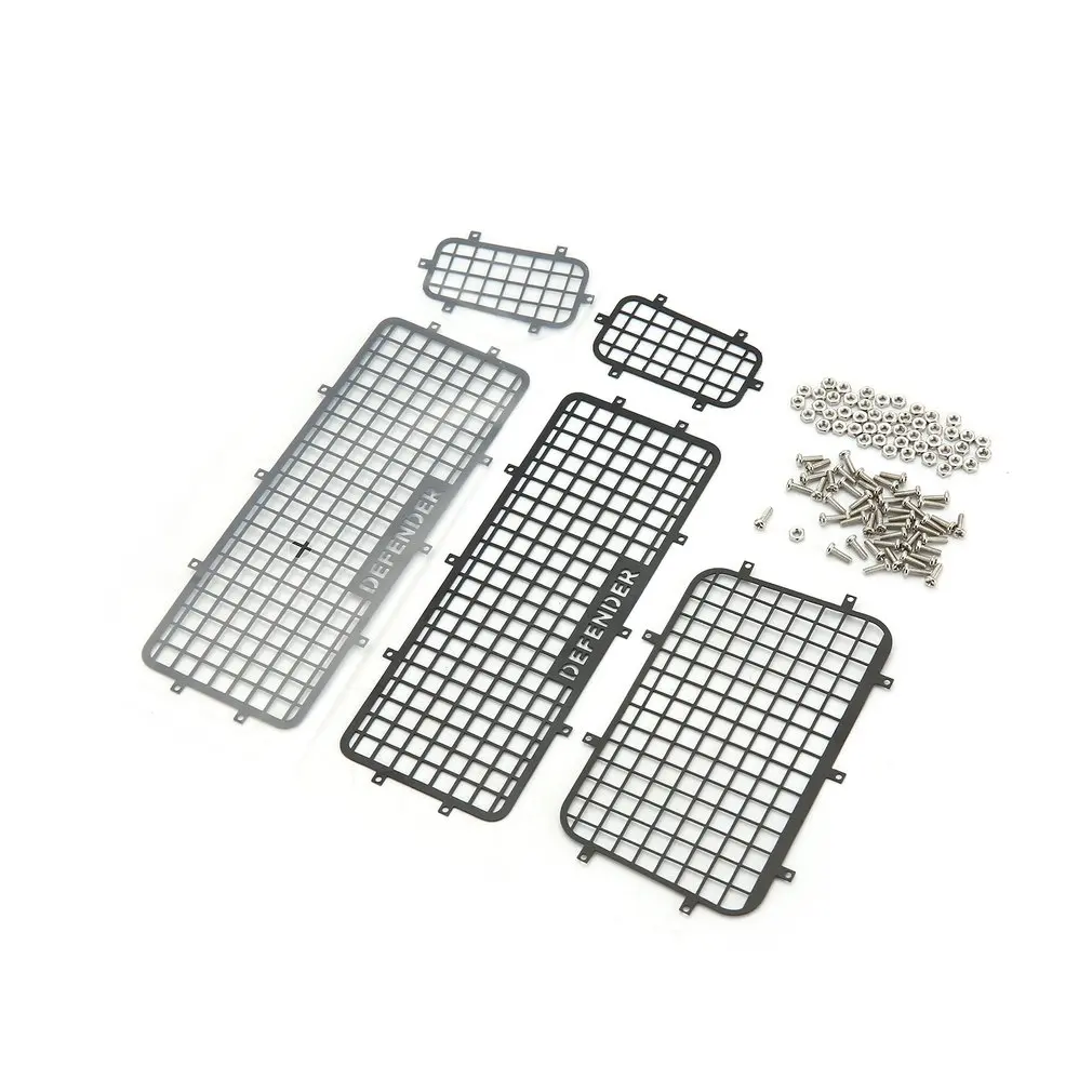 

5PCS 1/10 Vehicle Mould Fittings Metal Window Mesh Protective Net With DEFENDER Logo For RC Crawler Car D90 Axial SCX10