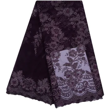 

Latest Free shipping cheap burgundy wedding nigerian lace fabrics high quality african tulle net lace with stones and beads 1099