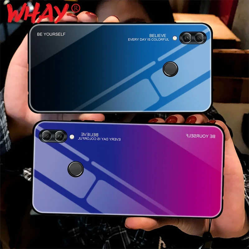Градиентный стеклянный чехол для huawei Honor 8X Max 9 10 Lite 10i 20i 20 7A Pro Coque Роскошный Nova 5 5i Y5