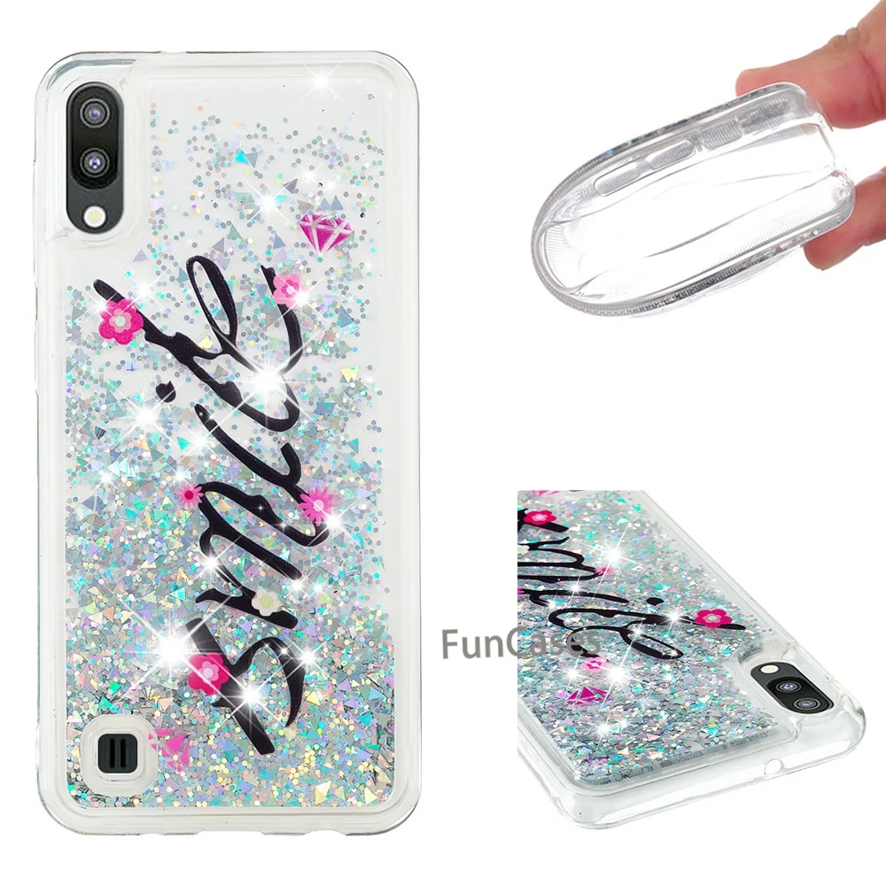 

Liquid Glitter Quicksand Case For Samsung Galaxy M10 A10 Cover Glitter Stars Bling Diamond Clear Floating Sparkle Flowing Cover