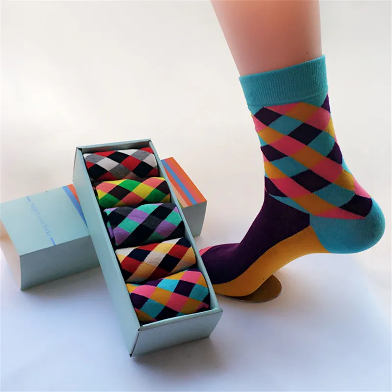 Hot sale! men socks cotton gift box 5 pairs/lot autumn winter Fashion