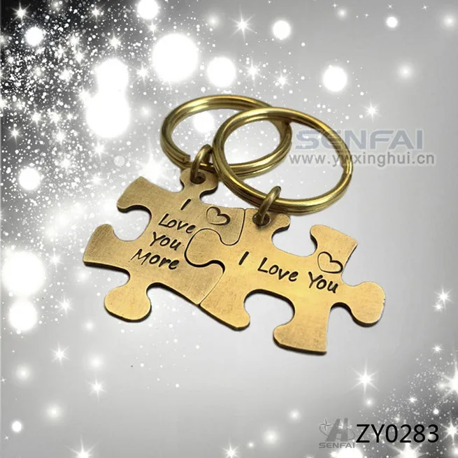 

Hand Stamped Couple Keychain Engagement Gift,Autism Puzzle Piece Keychains Jigasw,Anillo De Amistad llavero Keyholder Chaveiro