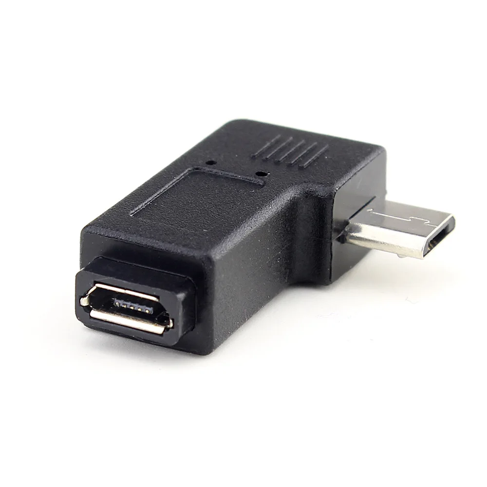 90 degree right left angle micro USB B male to female plug connector