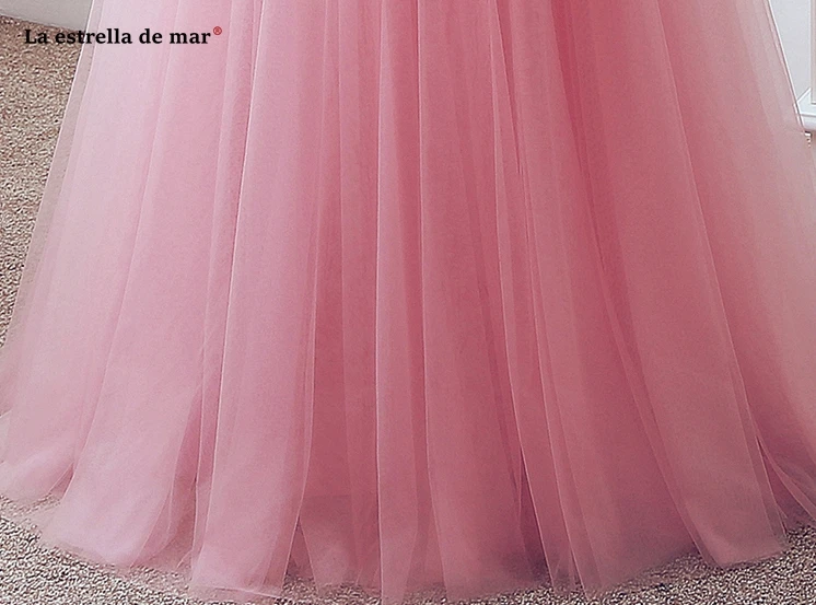 Vestido madrinha2018 новый сексуальный v-образным вырезом Тюль цветок из бисера линии цвет небесно-синий розовое длинное платье Для свадебной
