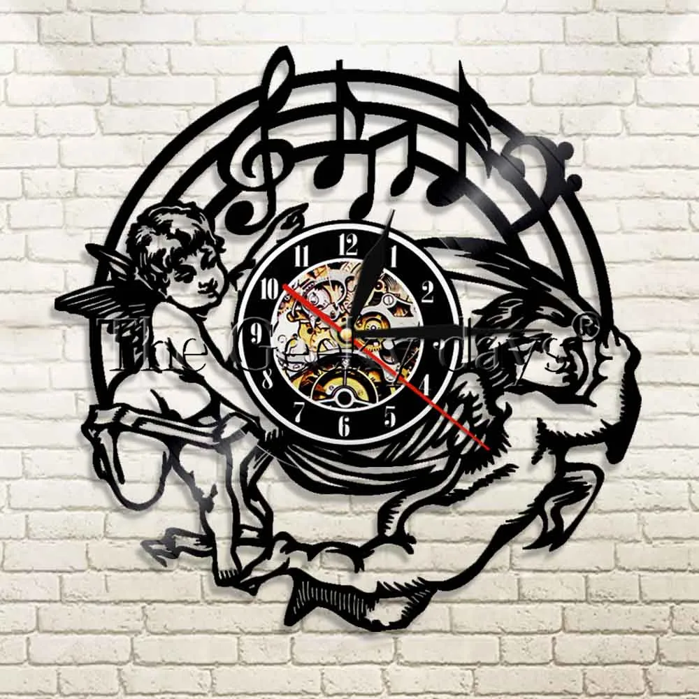 Buy 1Piece Music Notes Wall Clock Angel Kids Vinyl