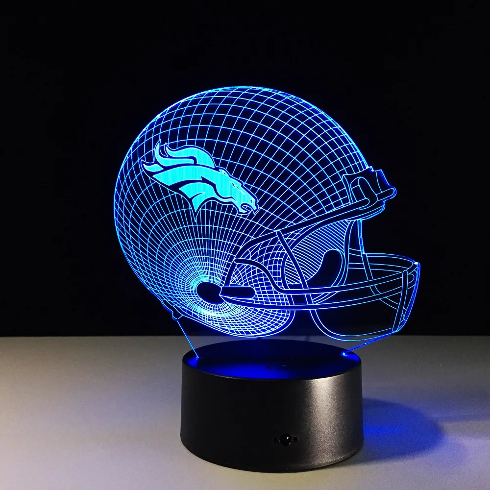 Creative NFL Denver Broncos Football Telmet Trophy Illusion 3D Night