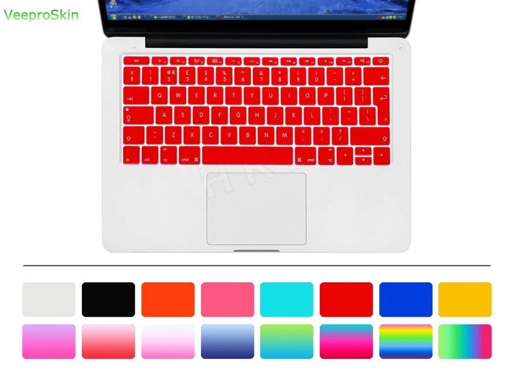 Macbook 12 A1534 Eu/Uk 영어 실리콘 키보드 커버 스킨 및 Mac 용 New Pro 13 A1708 (2016 버전 No Touch Bar)