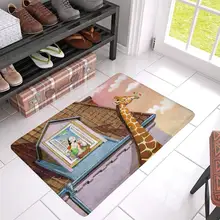 Жираф крадет цветы коврик против скольжения входной коврик пол ковер крытый/передней двери домашнего декора, резиновым