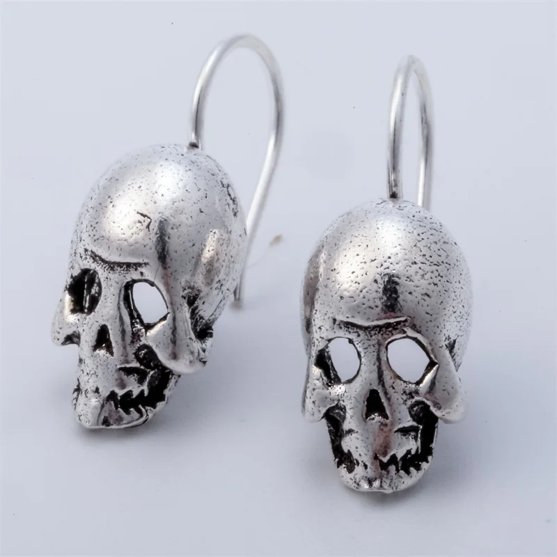 

925 Sterling Silver Skull Skeleton Dangle Drop Earrings Biker Jewelry Gifts for Women Wife Her Girlfriend Girls Dropshipping